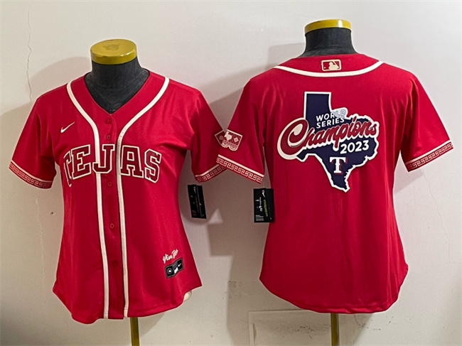 Women's Texas Rangers Team Big Logo Red 2026 City Connect Stadium Stitched Baseball Jersey(Run Small)